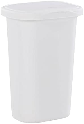 Rubbermaid Spring Top Trash Can with Lid, 13-Gallon, White, Plastic Garbage Bin/Wastebasket for Home/Kitchen/Bathroom/Garage