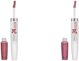 MAYBELLINE Super Stay 24 Liquid Lipstick 2-Step Makeup Long Lasting Highly Pigmented Color with Moisturizing Balm, Forever Chestnut Brown and Perpetual Plum Purple, 1 Count Each
