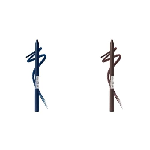 MAYBELLINE TattooStudio Long-Lasting Sharpenable Eyeliner Pencil Bundle with Striking Navy and Bold Brown, 1 Count Each