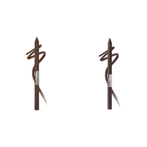 MAYBELLINE TattooStudio Long-Lasting Sharpenable Eyeliner Pencil Bundle with Waterproof Bold Brown and Smooth Walnut, 36 Hour Wear, 1 Count Each