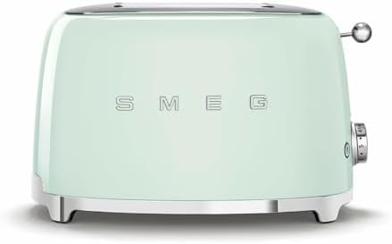 SMEG 2 Slice Toaster with 6 Presets and Defrost Function and Removable Crumb Tray TSF01PGUS, Pastel Green