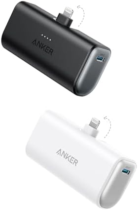 Anker 2-Pack Portable Charger with Built-in Lightning Connector, MFi Certified, Battery Pack 5K 12W, Compatible with iPhone 14/14 Pro / 14 Plus / 14 Pro Max, iPhone 13 and 12 Series