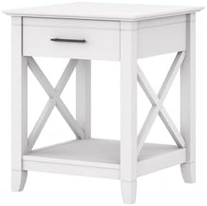 Bush Furniture Key West End Table with Storage in Pure White Oak