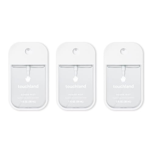 Touchland Power Mist Hydrating Hand Sanitizer Spray, DYE FREE Trio Set (Rainwater, Unscented, Beach Coco), 1 FL. OZ. Travel Size (Set of 3)