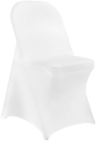 Stretch Spandex Chair Covers - White 100 PCS, Folding Kitchen Chairs Cover, Universal Washable Slipcovers Protector, Removable Chair Seat Covers, for Wedding Party Dining Room Banquet Event