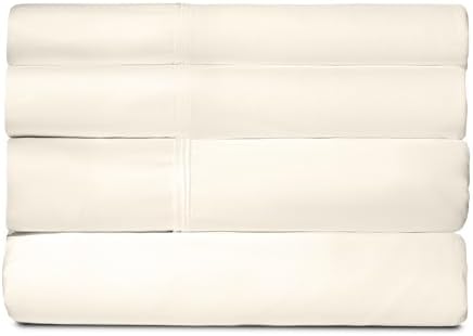 SHEEX - Active Comfort Cooling Sheets Set (King/California King) Parchment - Moisture Wicking - 1 Flat Cooling Sheet, 1 Fitted Cooling Sheet, 2 Cooling Pillow Covers - Wrinkle Free - Sleep Aid