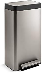 KOHLER 8 Gallon Tall Hands-Free Kitchen Step Can, Trash Can with Foot Pedal, Quiet-Close Lid, Stainless Steel, K-20941-ST