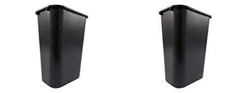 Rubbermaid Commercial 295700BK Deskside Plastic Wastebasket, Rectangular, 10 1/4 gal, Black (2)
