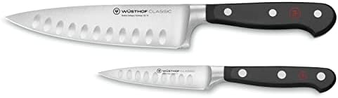 Wüsthof Classic Hollow Edge 2-Piece Chef's Knife Set, Black, 6-inch and 3.5-inch