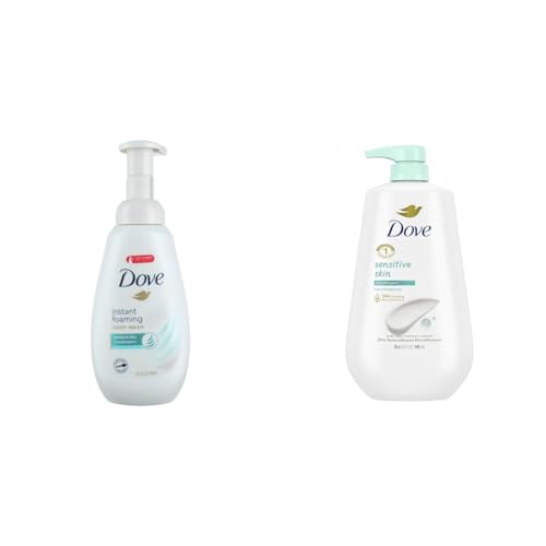 Dove Instant Foaming Body Wash for Softer and Smoother Skin Sensitive Skin Effectively Washes Away & Body Wash with Pump Sensitive Skin Hypoallergenic, Paraben-Free, Sulfate-Free, Cruelty-Free