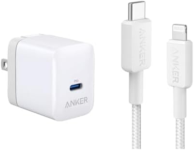 Anker 20W USB-C Power Adapter with 10ft Braided USB-C to Lightning Cable - Power Delivery Charger & Durable Sync Cable for iPhone, iPad, and More - Compact, Travel-Friendly Design