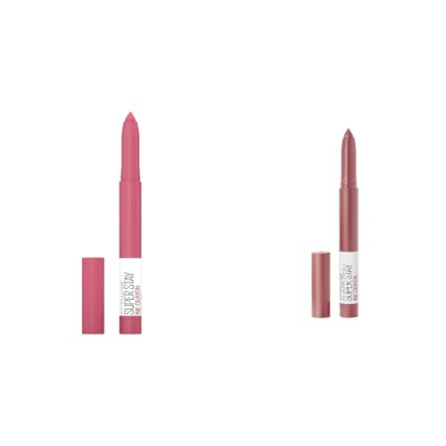 MAYBELLINE Super Stay Ink Crayon Lipstick Makeup Bundle with Built-in Sharpener, Long Lasting Matte Lip Color, 2 Count