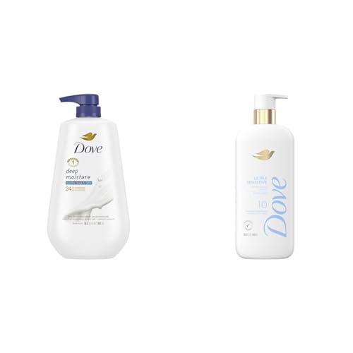 Dove Body Wash Bundle with Deep Moisture 30.6oz and Fragrance Free Ultra Sensitive 18.5oz