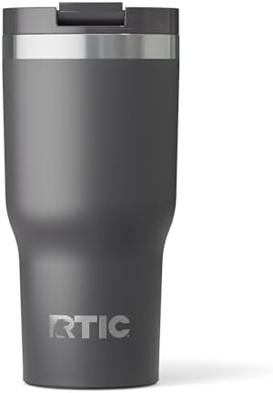 RTIC Essential Tumbler with Lid, Insulated, Stainless Steel, Metal, Double Wall Vacuum-Insulation, Ceramic Lined, Travel Cup for Iced Coffee, Tea, Hot and Cold Drink, Graphite