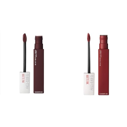 MAYBELLINE Super Stay Matte Ink Liquid Lipstick Cherry Brown & Deep Red, Long Lasting 16H Wear