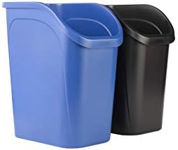 Rubbermaid Undercounter Small Trash Can, 2 Pack Blue and Black for Recycling/Waste, 9.4-Gallon, Fits under Sink/Desk/Cabinet for use in Kitchen/Bathroom/Office
