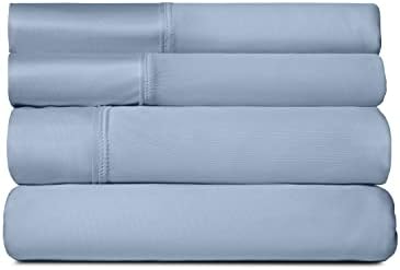 SHEEX - Active Comfort Cooling Sheets Set (King/California King) Blue Sky - Moisture Wicking - 1 Flat Cooling Sheet, 1 Fitted Cooling Sheet, 2 Cooling Pillow Covers - Wrinkle Free - Sleep Aid