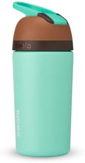 Owala Kids Flip Insulated Stainless-Steel Water Bottle with Straw and Locking Lid, 14-Ounce, Brown/Teal (Mint Chocolate Chip)