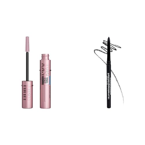 Maybelline Mascara & Eyeliner Bundle - Lash Sensational Sky High Waterproof Volumizing Lengthening Mascara 1 Count & Unstoppable Mechanical Waterproof Eyeliner Black Onyx 1 Count
