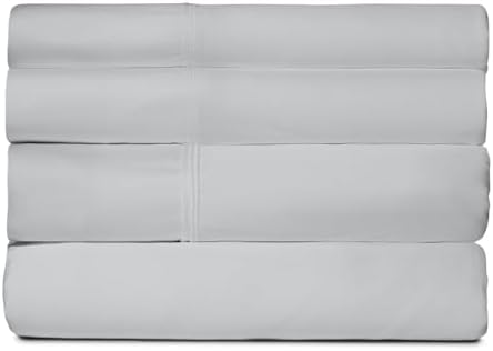 SHEEX - Active Comfort Cooling Sheets Set (King/California King) Silver Cloud - Moisture Wicking - 1 Flat Cooling Sheet, 1 Fitted Cooling Sheet, 2 Cooling Pillow Covers - Wrinkle Free - Sleep Aid