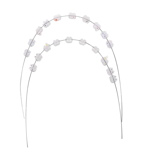 Angzhili 1 Pack Temporary Tooth Decoration with Metal Wires,Metal Bracket and Orthodontic Ligature Ties,Practice Props for Dental Students (White)