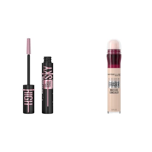 Maybelline Lash Sensational Sky High Washable Mascara Makeup, Volumizing, Lengthening, Defining & Instant Age Rewind Eraser Dark Circles Treatment Multi-Use Concealer, 110, 1 Count