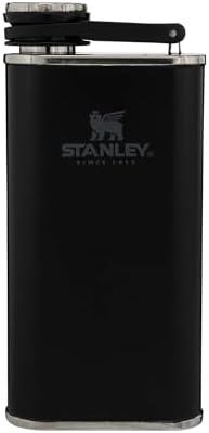 Stanley Classic Easy Fill Wide Mouth Flask 8 oz | Leakproof Hip Flask | Hinge Connected Never Lose Cap | Insulated Stainless Steel Liquor Container | BPA-Free | Matte Black