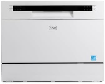 BLACK+DECKER Countertop Dishwasher, Counter Dishwasher with 6 Wash Programs, 6-Place Setting Capacity, Stainless Steel Interior, ENERGY STAR Certified, BCD6SD, White