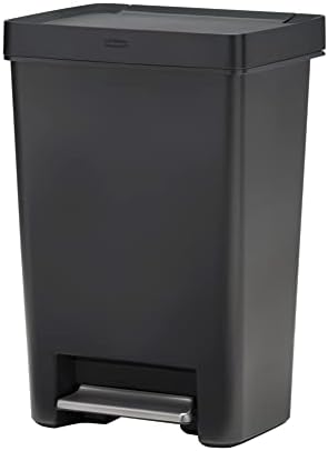 Rubbermaid Premier Series II Step-on Trash Can for Home and Kitchen, with Lid Lock and Slow Close, 13 Gallon, Charcoal, for Home/Kitchen/Hotel/Lobby/Office