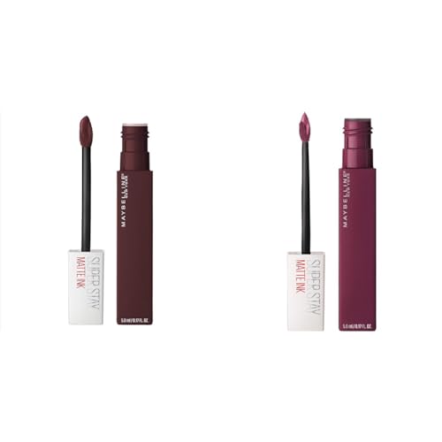 MAYBELLINE Super Stay Matte Ink Liquid Lipstick Makeup Long Lasting High Impact Color Up to 16H Wear Composer Cherry Brown Believer Deep Plum 1 Count Each