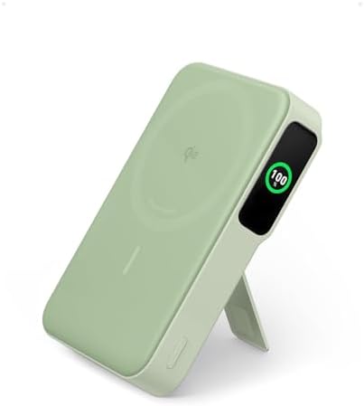 Anker MagGo Power Bank, Qi2 Certified 15W Fast MagSafe Compatible Mobile Charger, 10,000mAh Battery, Smart Display & Foldable Stand, for iPhone 15/14/13/12, Includes USB-C Cable