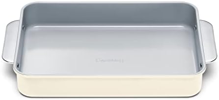 Caraway Non-Stick Ceramic 9”x13” Rectangle Pan - Naturally Slick Ceramic Coating - Non-Toxic, PTFE & PFOA Free - Perfect for Brownies, Lasagnas, and More - Cream