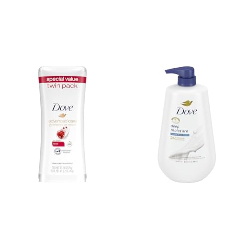 Dove Advanced Care Antiperspirant Deodorant Stick for Women & Body Wash with Pump Deep Moisture For Dry Skin Moisturizing Skin Cleanser with 24hr Renewing MicroMoisture Nourishes