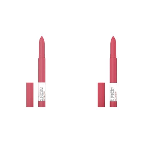MAYBELLINE Super Stay Ink Crayon Matte Longwear Lipstick Makeup, 145 Break The Ceiling & Change Is Good Rose Pink Lip Crayon