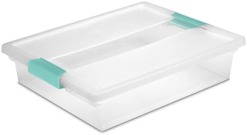 Sterilite 24-Pack Clip Box, Stackable Clear Plastic Bins with Latching Lids, Large - Writing, Arts or Crafts Supplies Storage Containers for Home, Office, Classroom and Workshop Organization