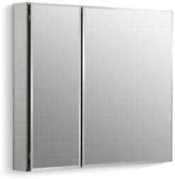 KOHLER K-CB-CLC3026FS Beveled Medicine Cabinet with Mirror Doors & Adjustable Shelves, Rectangular Beveled Edge Frame, 30" x 26"