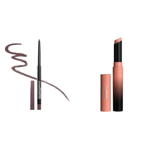 MAYBELLINE Shaping Lip Liner Gone Griege & Ultimatte Matte Lipstick More Blonde, Sandy Nude, 1 Count Each