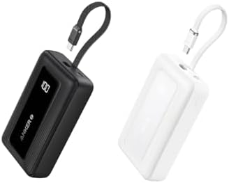Anker Power Bank 20K 30W with Built-in USB-C Cable - Black White Iteration