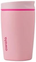 Owala SmoothSip Slider Insulated Stainless Steel Coffee Tumbler, Reusable Iced Coffee Cup, Hot Coffee Travel Mug, BPA Free 12 oz, Pink (Pucker Up)