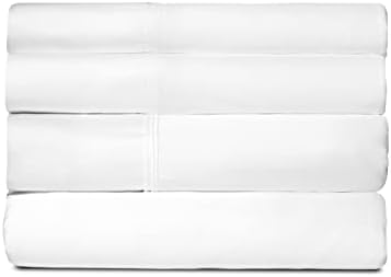 SHEEX - Active Comfort Cooling Sheets Set (Queen) Bright White - Moisture Wicking - 1 Flat Cooling Sheet, 1 Fitted Cooling Sheet, 2 Cooling Pillow Covers - Wrinkle Free - Sleep Aid