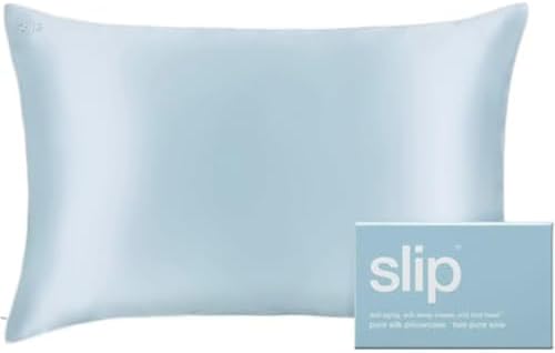 slip The Original Queen Pure Silk Pillow Case - 100% Pure 22 Momme Mulberry Silk - Queen Size Standard Pillow Case - Anti-Aging, Anti-BedHead, Anti-Sleep Crease, Seabreeze (20" x 30")