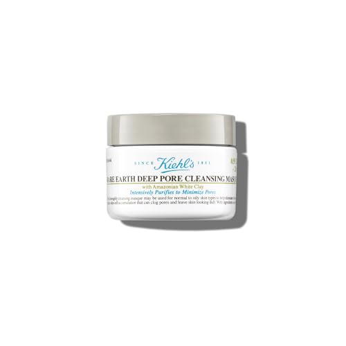Kiehl's Rare Earth Deep Pore Cleansing Mask, Oil-Minimizing Face Mask for Clogged Pores, Detoxifies & Refines Skin, Absorbs Excess Oil, with Amazonian White Clay & Aloe Vera