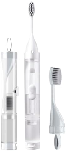 Travel Toothbrush with Built-in Toothpaste Container, Foldable Toothbrush with 2 Soft Brush Head, Portable Reusable Toothbrushes for Business Trips, Camping, Travel Size (White)
