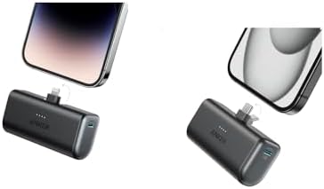 Anker Nano Power Bank with Built-in USB-C Connector, 5,000mAh Portable Charger 22.5W Nano Power Bank with Built-in Lightning Connector, Portable Charger 5,000mAh