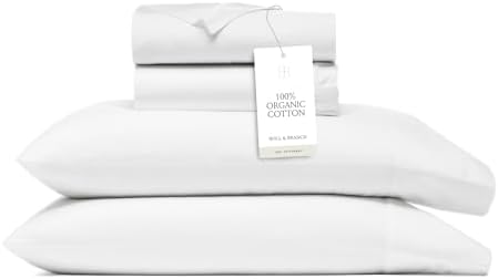 BOLL & BRANCH Signature Hemmed Sheet Set - Queen, White - Luxury 100% Organic Cotton - Includes 1 Flat, 1 Fitted, 2 Pillowcases - Buttery Soft