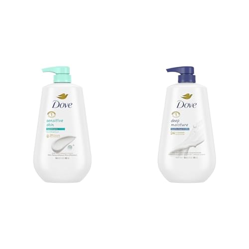 Dove Body Wash with Pump Sensitive Skin Hypoallergenic, Paraben-Free & Body Wash with Pump Deep Moisture For Dry Skin Moisturizing Skin Cleanser