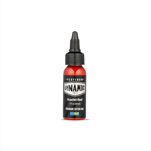 Dynamic Color Co - Platinum Collection Scarlet Red Tattoo Ink, Reach Compliant Premium Tattoo Ink, Safe for European Regulations, Made in Spain, (1 oz Bottle)
