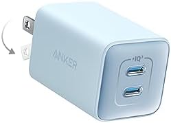 Anker Nano Charger, 47W USB C Charger, 2 Port Compact Foldable GaN Charger for iPhone 16/15 and More Series, Galaxy, Pixel, Compatible with MagSafe (Blue)
