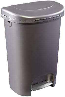 Rubbermaid Classic 13 Gallon Premium Step-On Trash Can with Lid and Stainless-Steel Pedal, Bronze Waste Bin for Kitchen/Home/Garage/Office