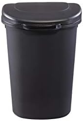 Rubbermaid Commercial Products Touch Top Trash Can/Wastebasket with Lid, 13-Gallon, Small Black Garbage Bin for Home/Kitchen/Bathroom/Bedroom/Office